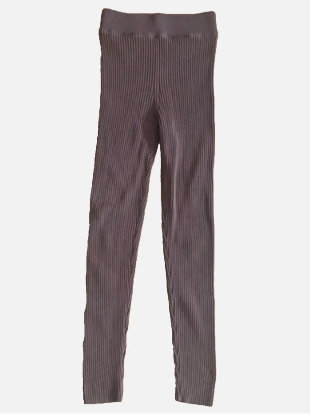 Monica Cordera Thick 100% Cotton Ribbed Knit Leggings Mocha S